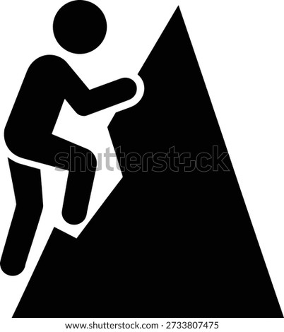 A person is climbing a steep mountain with determination and focus.