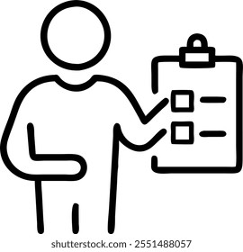 Person with Clipboard and Systematic Service Management concept as A person holding a clipboard ensuring systematic service management set against a clean background offering space