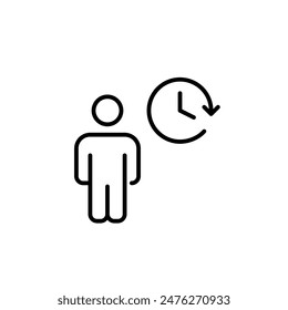 Persona y reloj. Gestión del tiempo, puntualidad. Programación de citas, rutina diaria y equilibrio entre la vida laboral y personal. Icono Vector