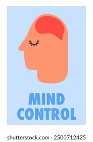 A person with closed eyes and brain doing Mind Control, relax, rest, feel good