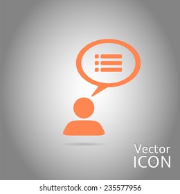 A person with a cloud. Dialog icon. Human thought bubble above his head. Flat design style. Made in vector illustration
