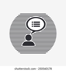 A person with a cloud. Dialog icon. Human thought bubble above his head. Flat design style. Made in vector illustration