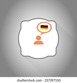 A person with a cloud. Germany Flag. Human thought bubble above his head. Flat design style. Made in vector illustration
