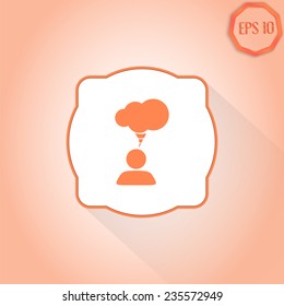 A person with a cloud. Human thought bubble above his head. Flat design style. Made in vector illustration