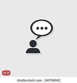 A person with a cloud. Human thought bubble above his head. Flat design style. Made in vector illustration