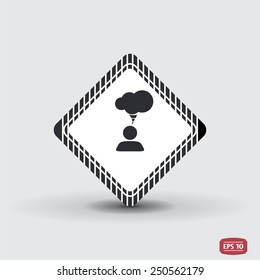 A person with a cloud. Human thought bubble above his head. Flat design style. Made in vector illustration