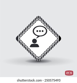 A person with a cloud. Human thought bubble above his head. Flat design style. Made in vector illustration