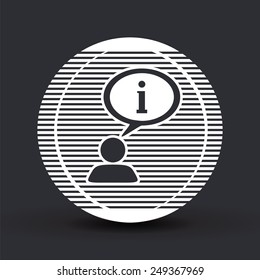 A person with a cloud. Information sign. The exclamation point. Human thought bubble above his head. Flat design style. Made in vector illustration