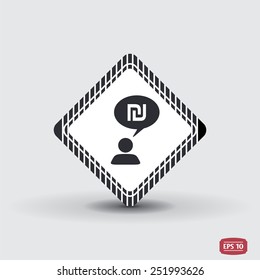A person with a cloud. Money icon. Human thought bubble above his head. Flat design style. Made in vector illustration
