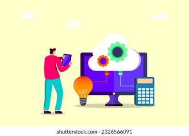 person in the Cloud Services working, Real time analytics, Machine learning