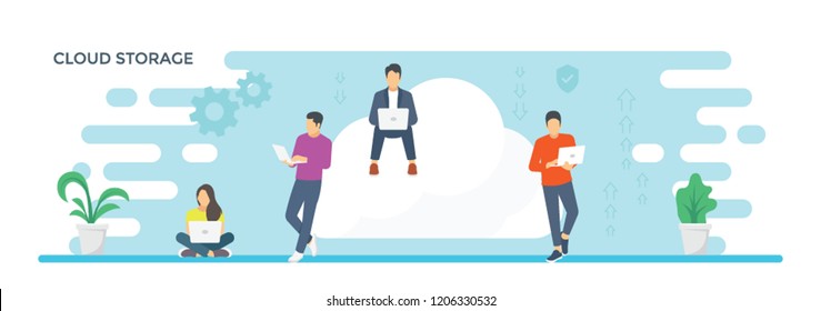 Person with cloud symbolizing cloud storage 