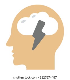 A person with cloud and thunder symbolizing brainstorming
