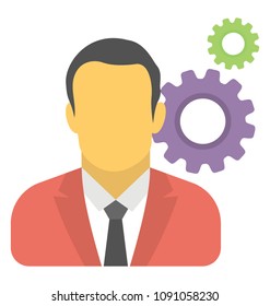 
A person with cogwheels representing project manager
