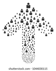 Person collage composed in the combination of up directed arrow. Ahead direct arrow collage organized from person design elements.