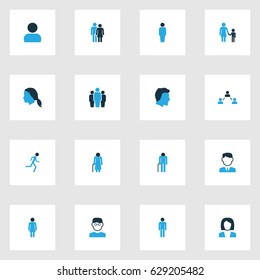 Person Colorful Icons Set. Collection Of Human, Head, Lover And Other Elements. Also Includes Symbols Such As Couple, Personal, Child.