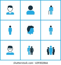 Person Colorful Icons Set. Collection Of Human, Head, Lover And Other Elements. Also Includes Symbols Such As Head, College, Clever.