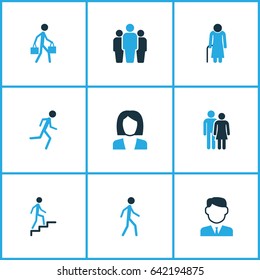 Person Colorful Icons Set. Collection Of Lover, Business, Worker And Other Elements. Also Includes Symbols Such As Company, Fitness, Businessman.