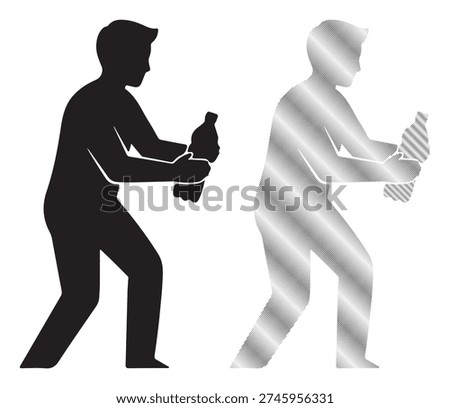 Person compacting waste, eco-friendly action, sustainable effort, garbage reduction