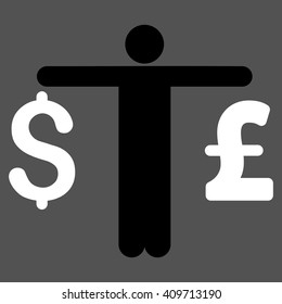 Person Compare Dollar Pound vector icon.