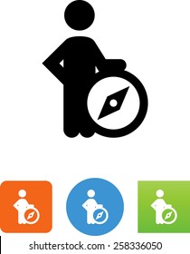 Person with compass icon