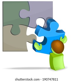 Person completes the puzzle - Vector