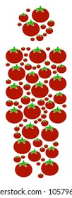 Person composition of tomato in various sizes. Vector tomato vegetable objects are organized into person mosaic. Natural vector illustration.