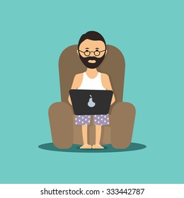 person at the computer in a chair a vector illustration