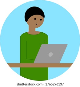 Person with computer vector avatar