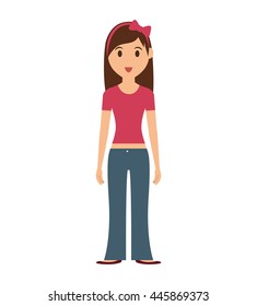 Person concept represented by cartoon woman icon. Isolated and Flat illustration