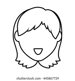 Person concept represented by silhouette of woman head icon. Isolated and Flat illustration