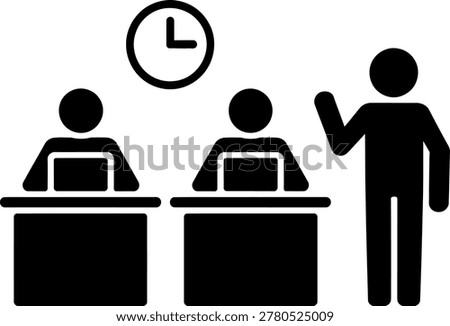 Person conducting job interview with two candidates sitting at desks with laptops