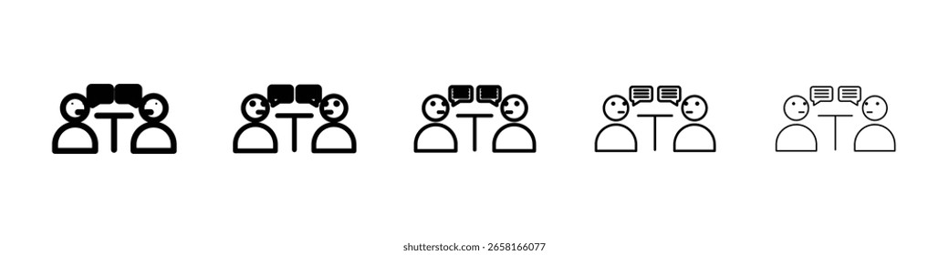 Vector aislado del icono de la conversación de la persona en el sistema blanco del fondo