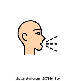 Person Coughing. Pixel Perfect, Editable Stroke Icon