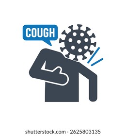 Person Coughing Virus Icon Isolated On White Background