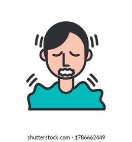 person with covid19 symptom line and fill style icon vector illustration design