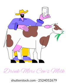  A person with cow's milk and cow