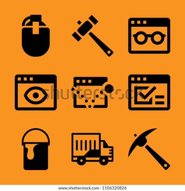 person, craft, cafe, page, lunch and site icon
vector set. Flat vector design with filled icons. Designed for web
and software
interfaces