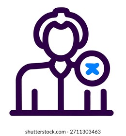 Person cross icon. A linear vector illustration of person cross isolated on white background.