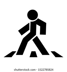 person crossing the road silhouette icon with a white background. vector