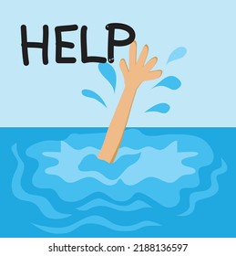 Person Crying Help While Sinking Water Stock Vector (Royalty Free ...