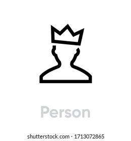 Person Customer icon. Editable Line Vector. Flat badge VIP client for web and software interface with black outline. Single Pictogram.