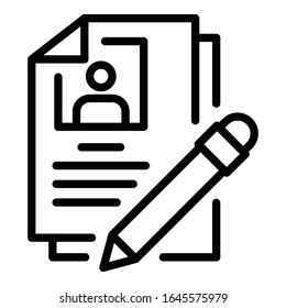 Person cv icon. Outline person cv vector icon for web design isolated on white background