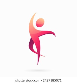 person dances beautifully symbol, creative dancer logo template