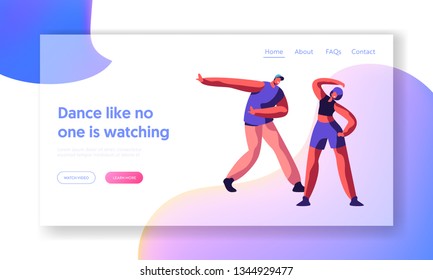 Person Dancing Breakdance Freestyle Party Landing Page. Youth Teenager People show Acrobatic. Cool Extreme Sport for Street Dance and Music Website or Web Page. Flat Cartoon Vector Illustration