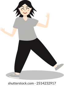 Person Dancing Character with Flat Design Concept. Vector Illustration Isolated on White Background.