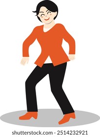 Person Dancing Character with Flat Design Concept. Vector Illustration Isolated on White Background.