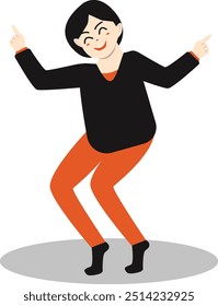 Person Dancing Character with Flat Design Concept. Vector Illustration Isolated on White Background.