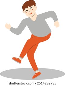 Person Dancing Character with Flat Design Concept. Vector Illustration Isolated on White Background.