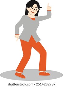 Person Dancing Character with Flat Design Concept. Vector Illustration Isolated on White Background.