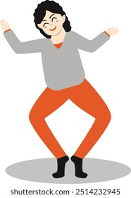 Person Dancing Character with Flat Design Concept. Vector Illustration Isolated on White Background.